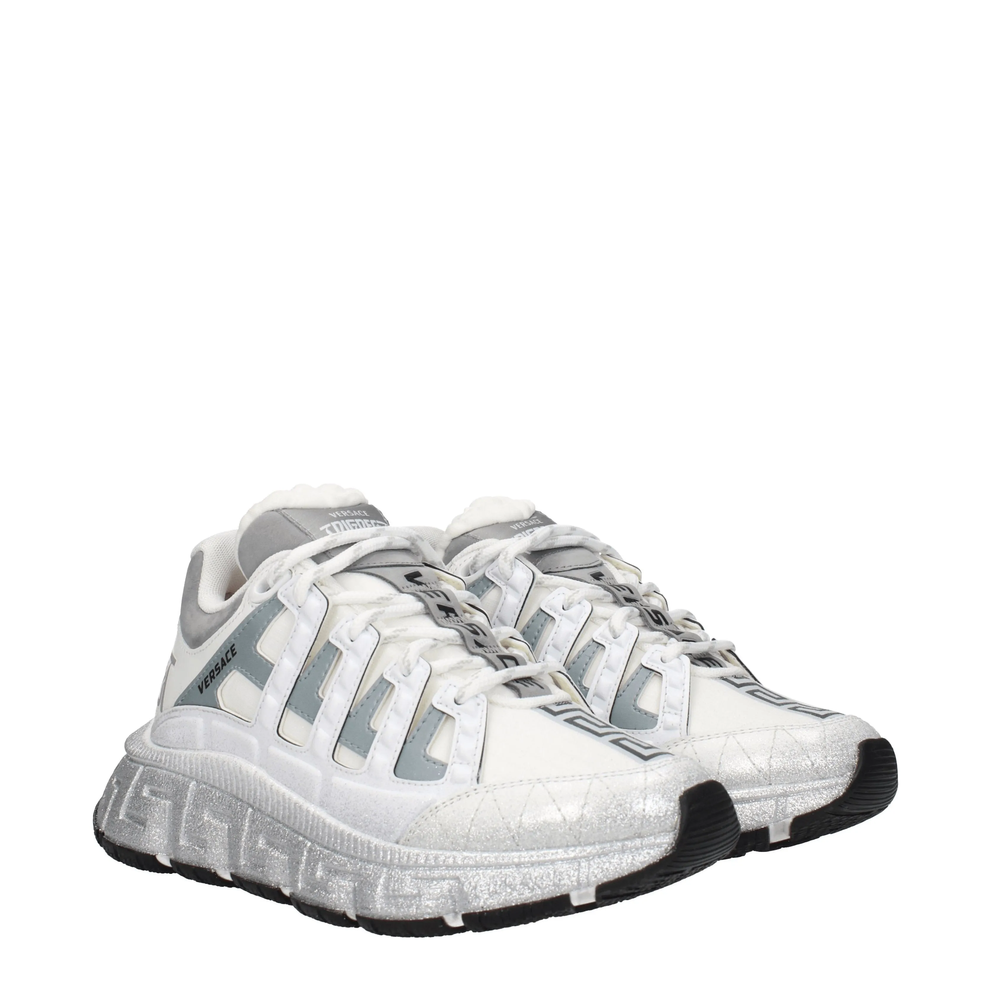 Versace Sneakers Trigreca Donna Tessuto Bianco/Argento