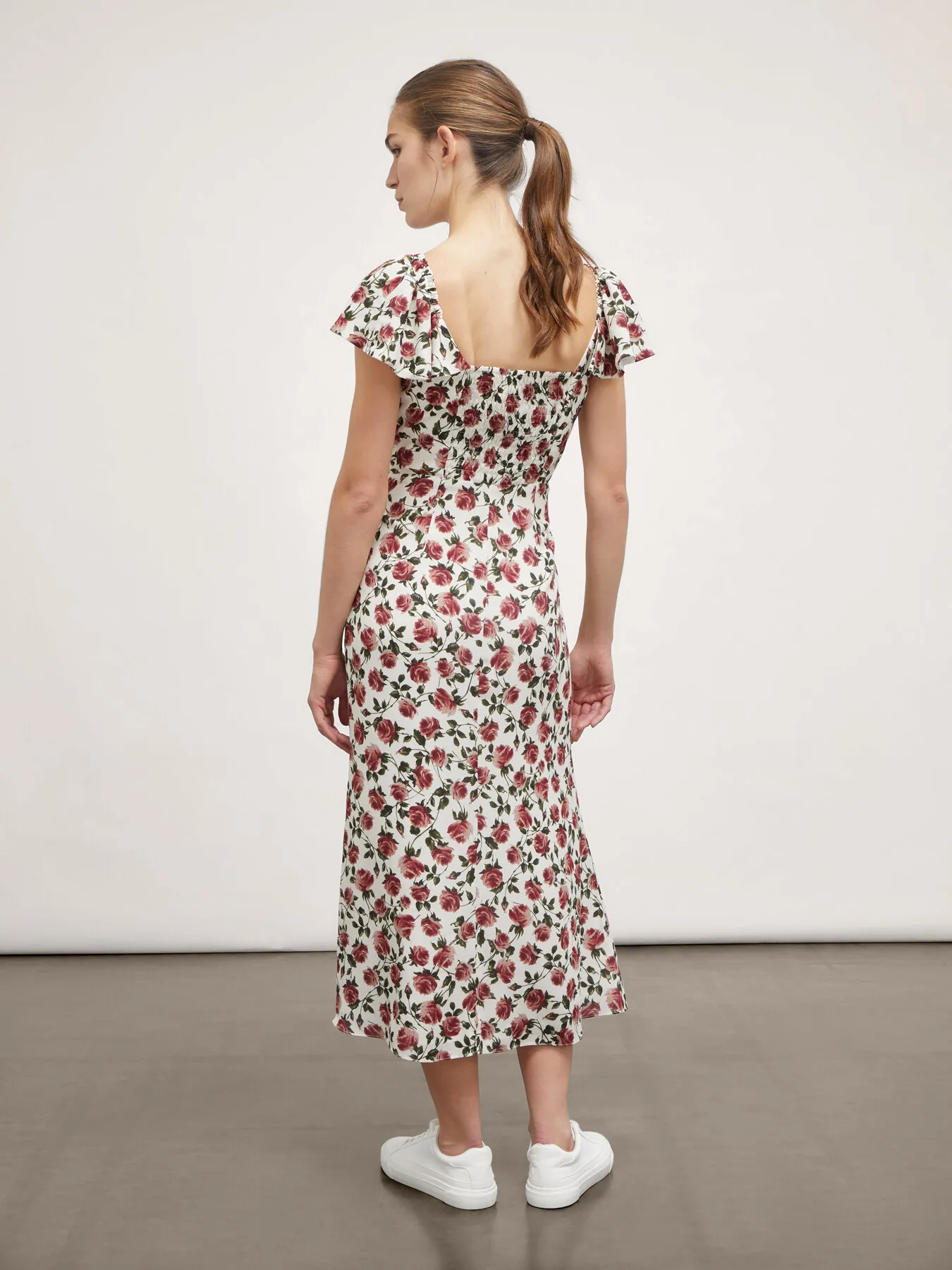 Vestito fantasia floreale con spacco
