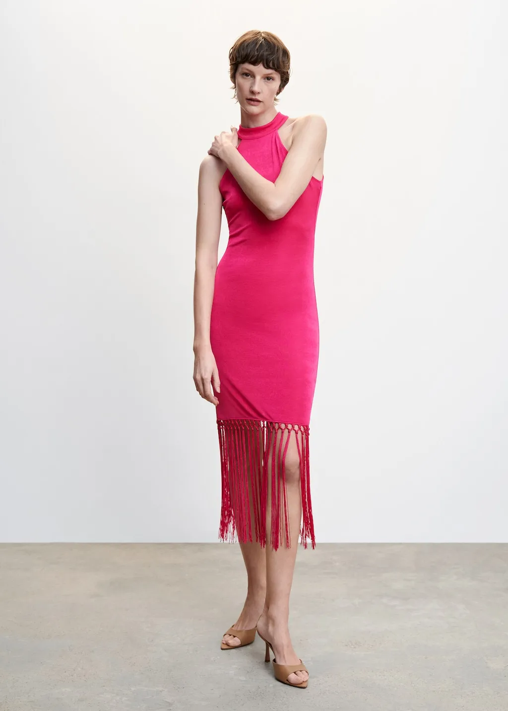 Vestito frange collo halter