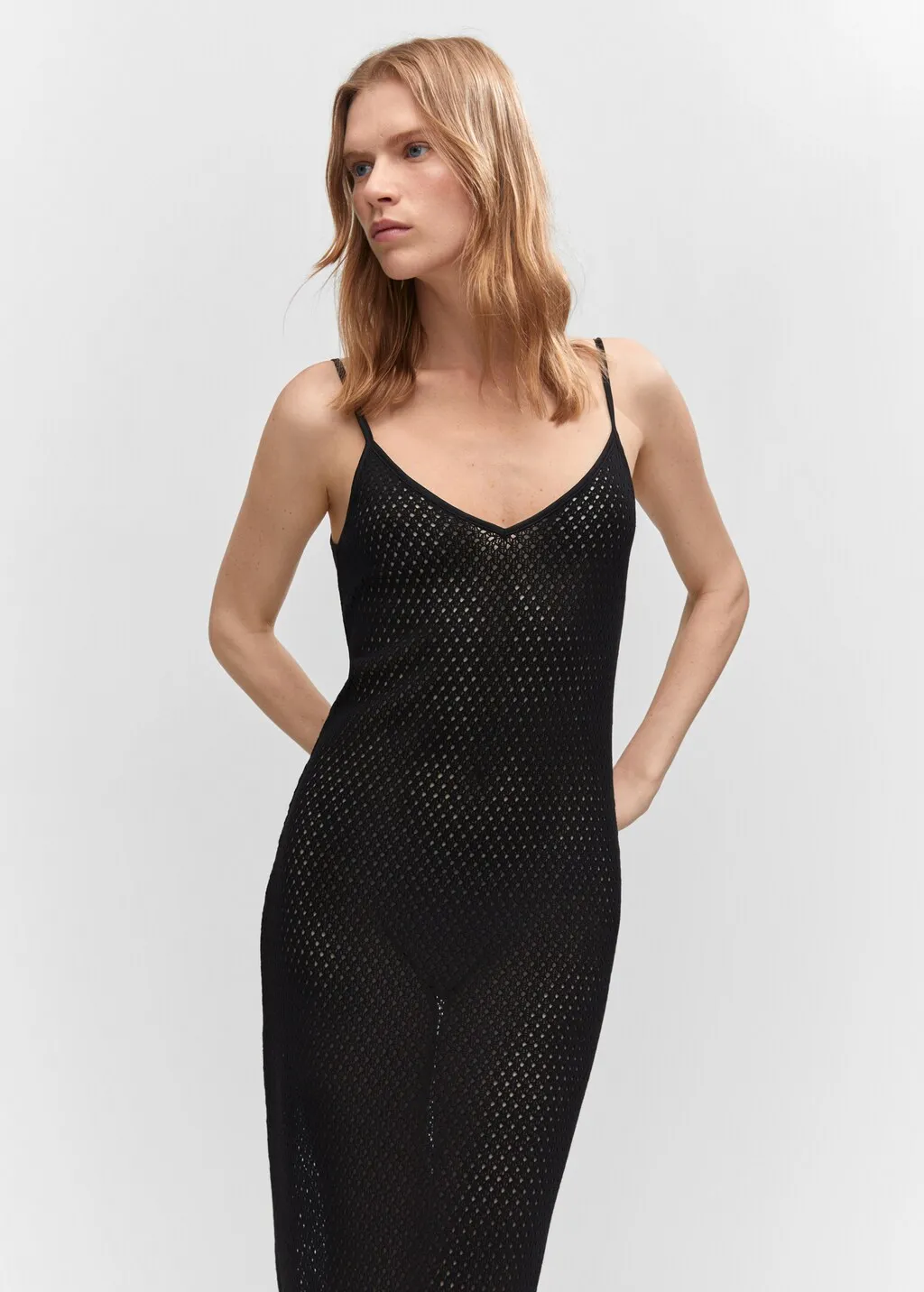 Vestito lungo maglia traforata