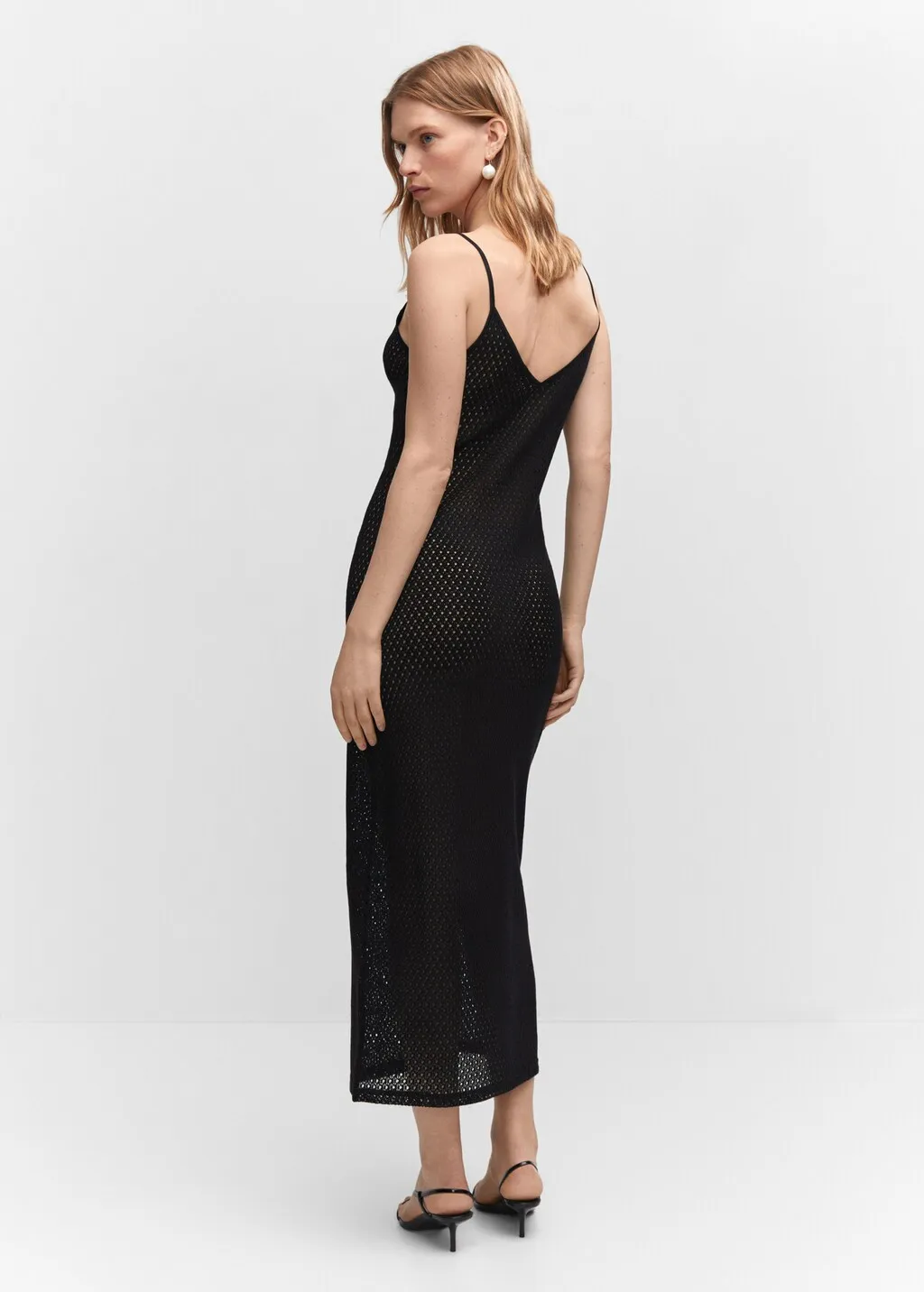 Vestito lungo maglia traforata