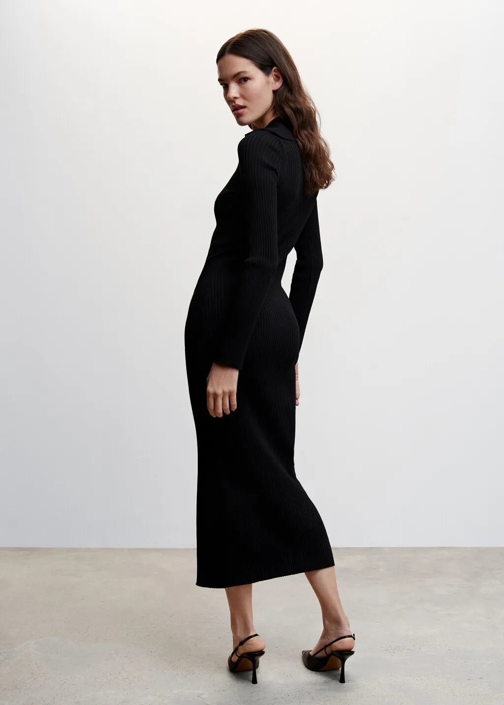 Vestito nero maglia zip