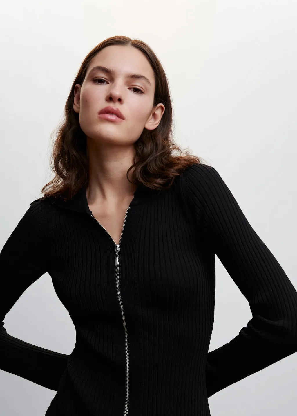 Vestito nero maglia zip