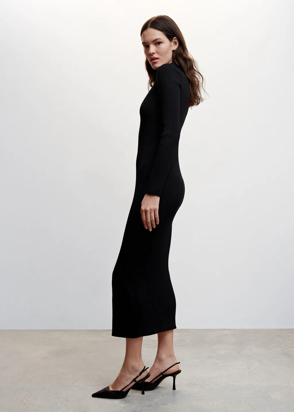Vestito nero maglia zip