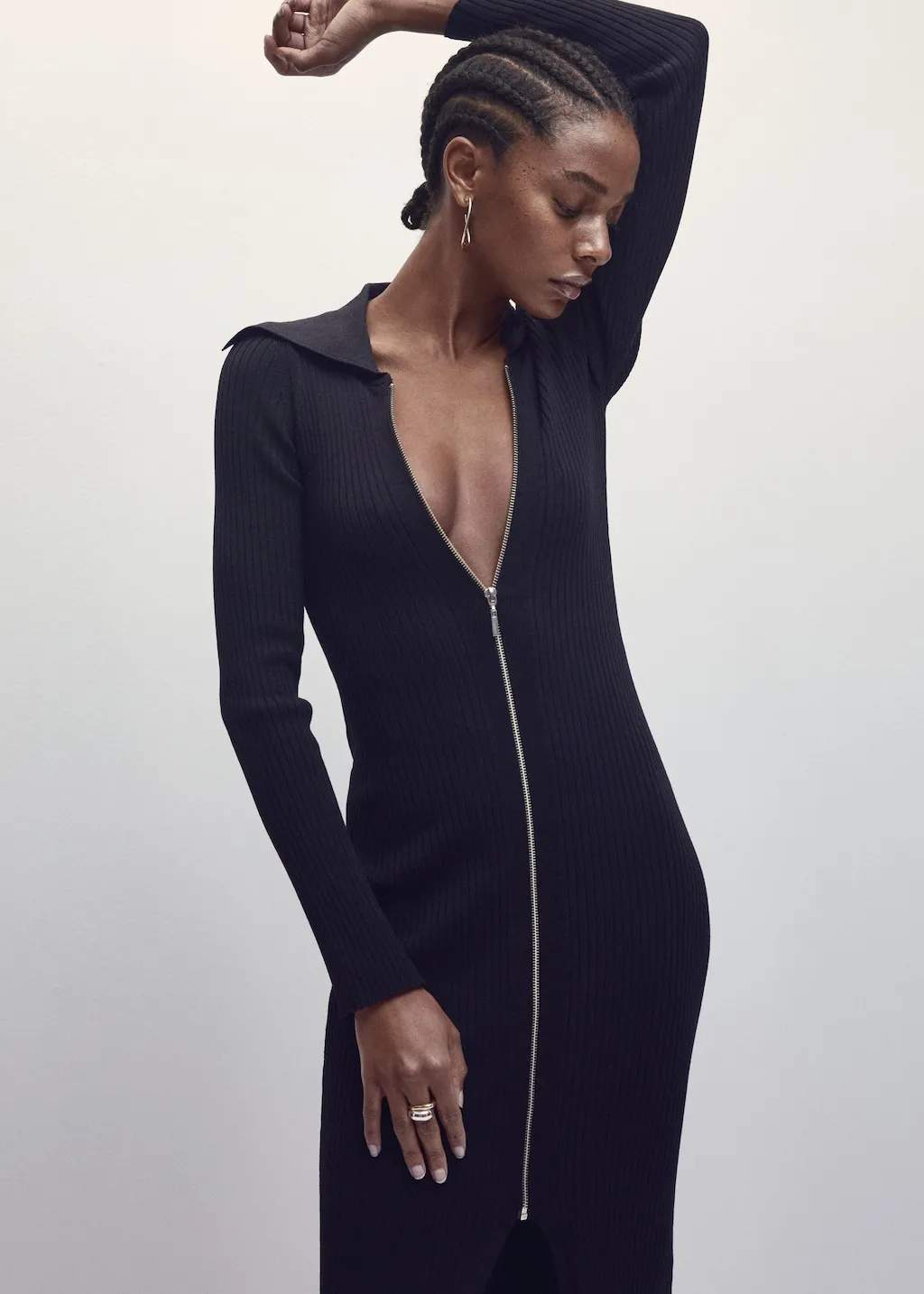 Vestito nero maglia zip