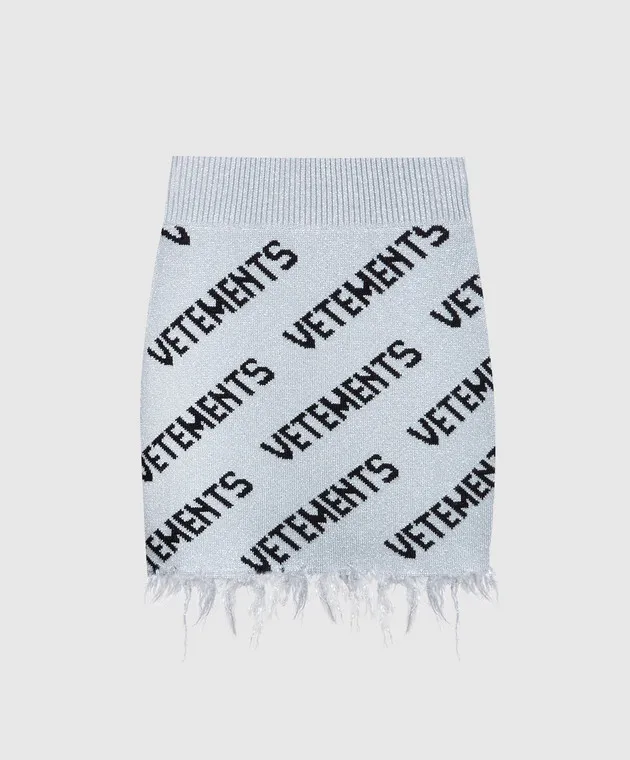 Vetements Minigonna in lurex con fantasia logo grigia UE54KN200G