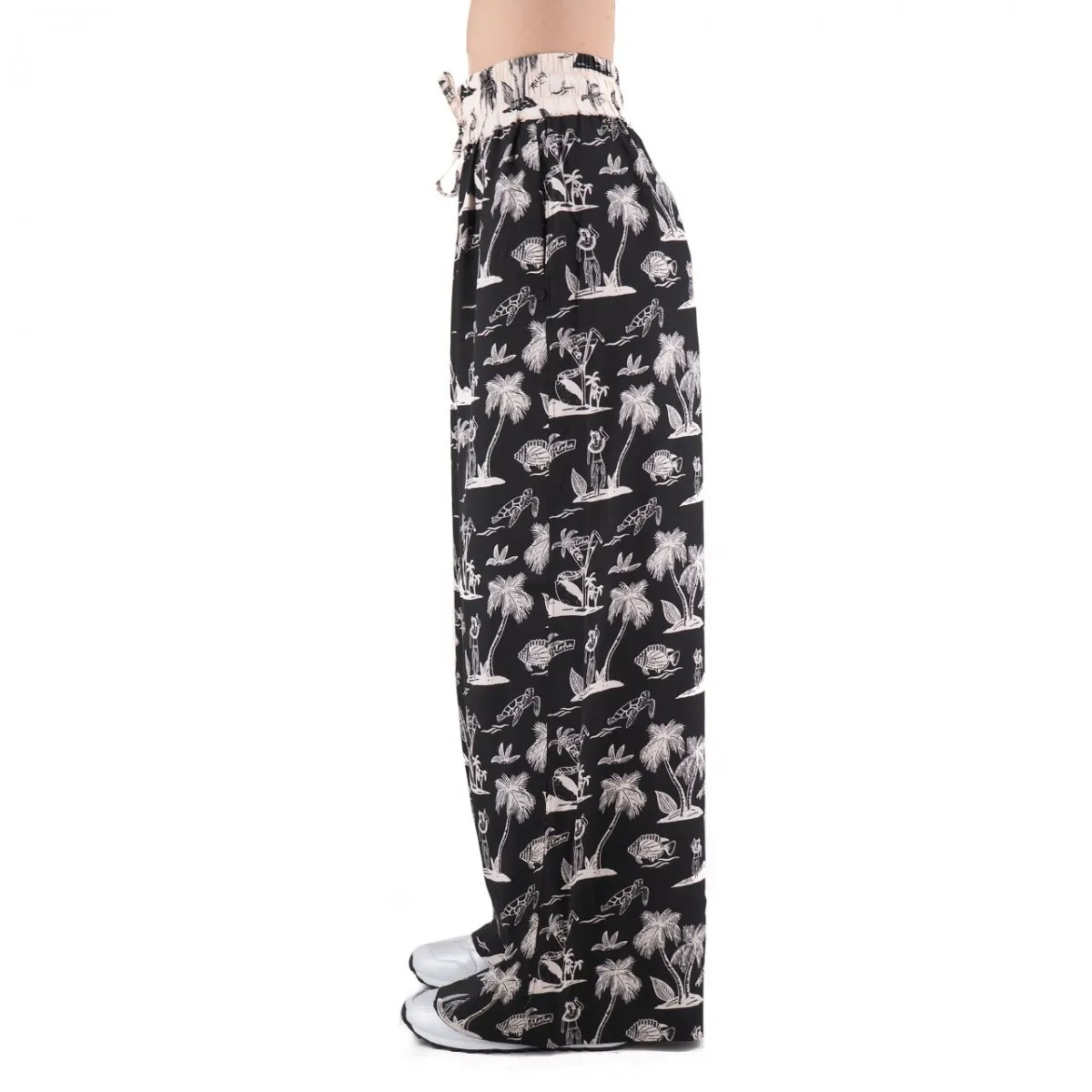 Wide Leg Pants, Nero