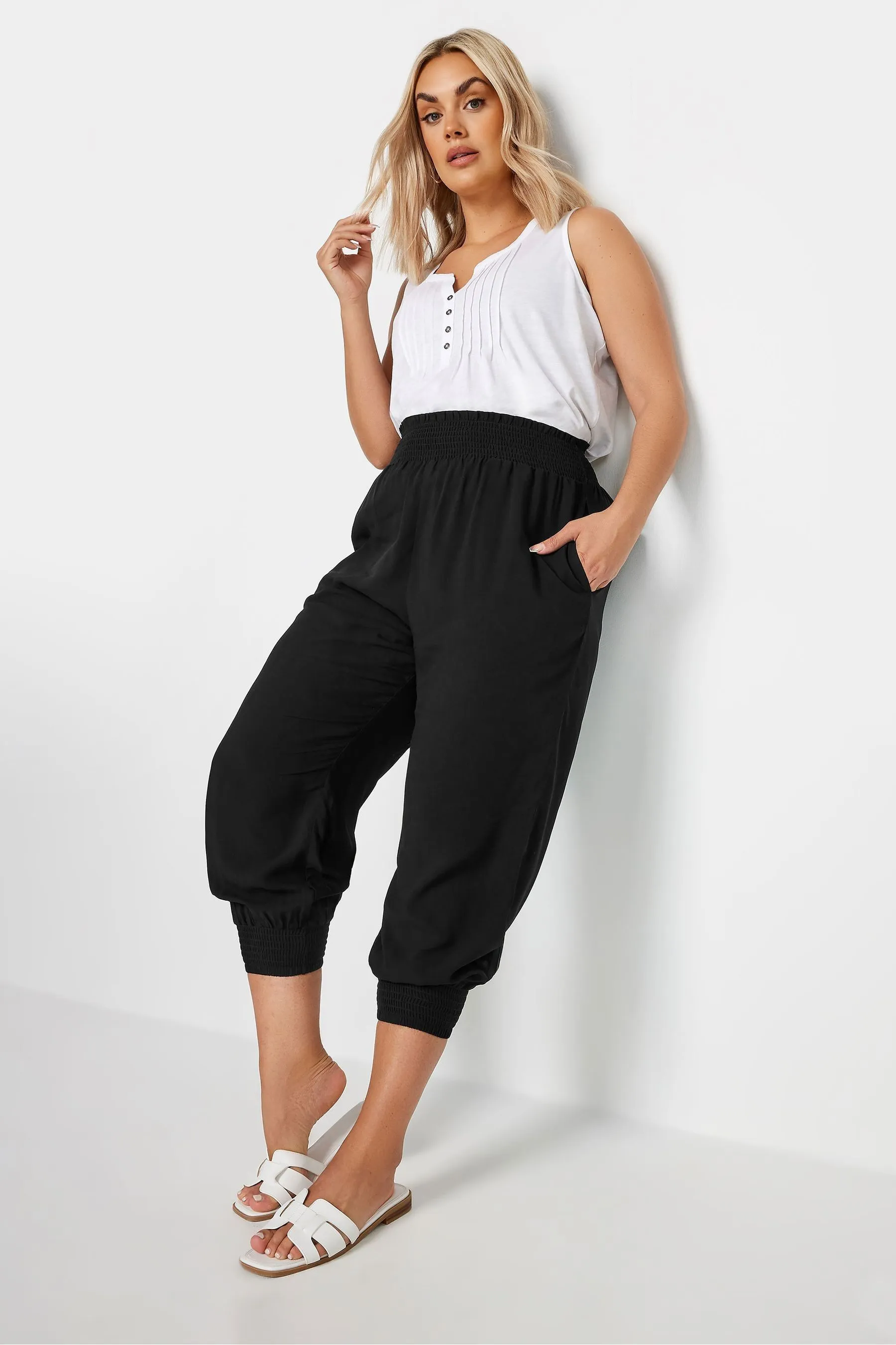 Yours Curve - Pantaloni alaa arricciata