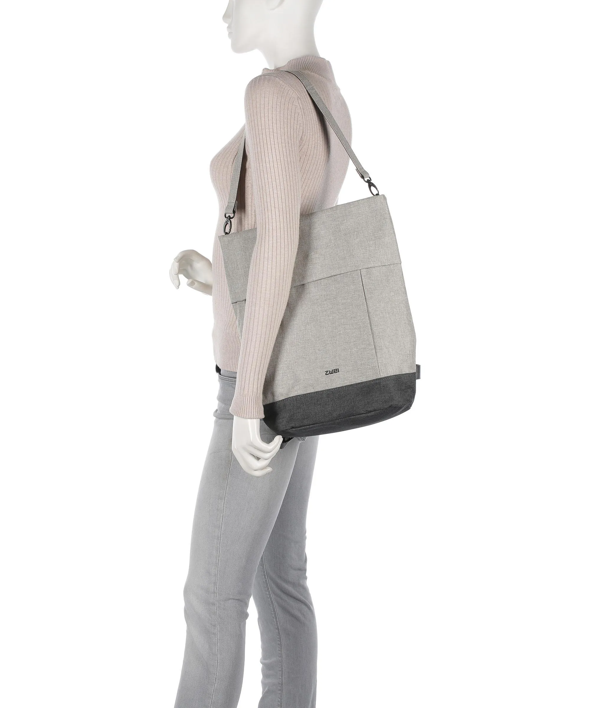  Zwei Benno BE120 Borsa a zainetto poliestere beige/grigio  